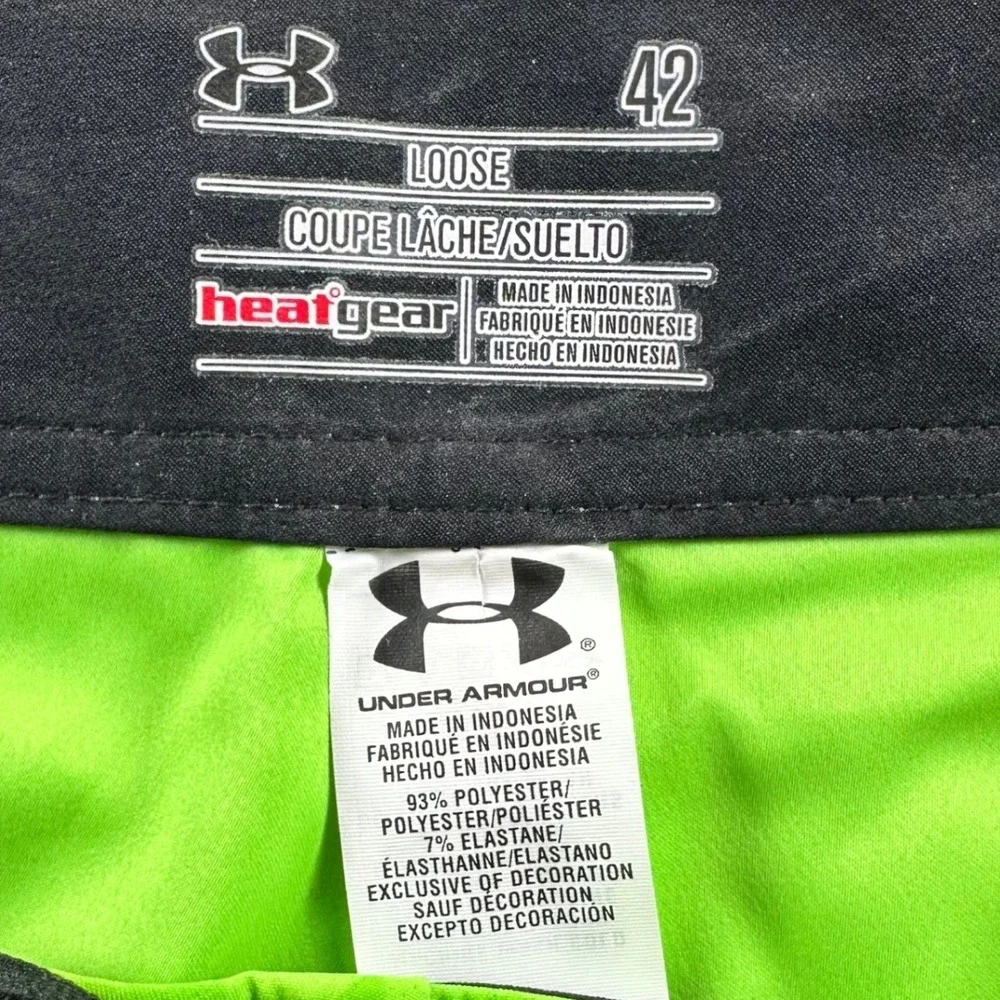 Under Armour Mens 42 Heat Gear‎ Board Shorts Lime Green Geometric Triangle Swim